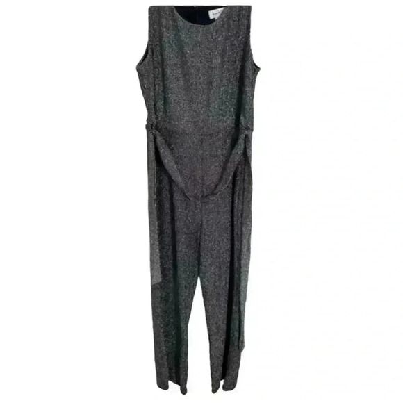 NICOLE MILLER- Black and Silver Belted Jumpsuit- Size M - Picture 1 of 12